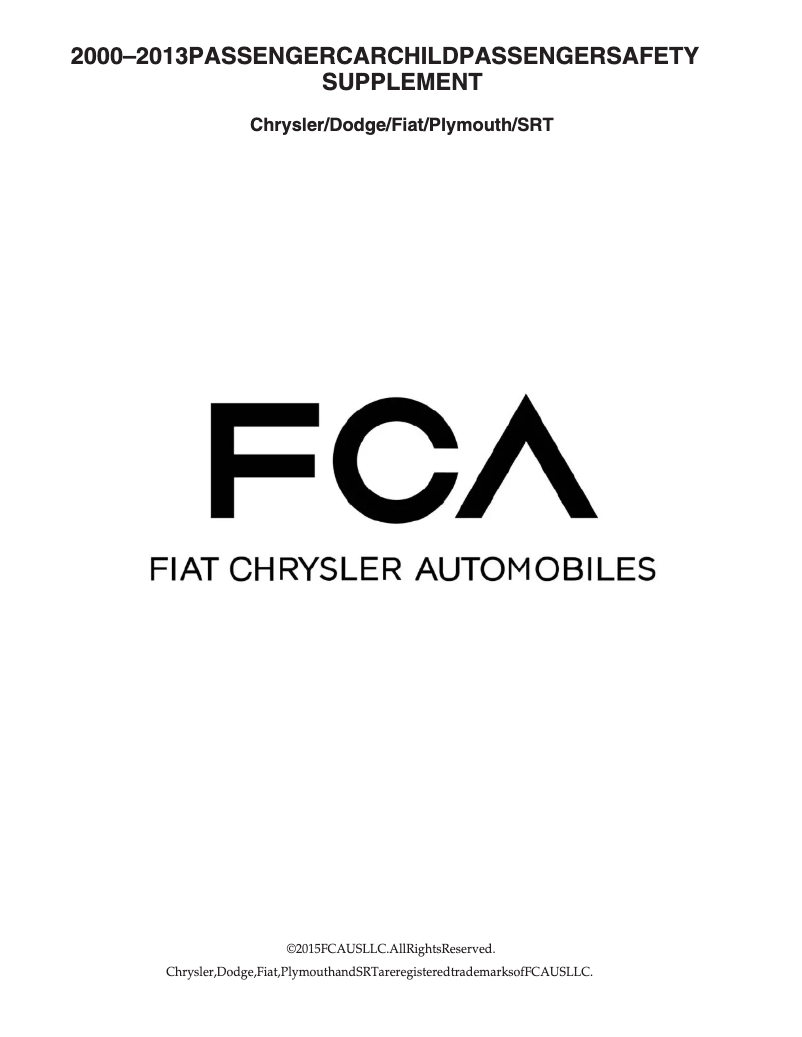 Page 1 de la notice Instructions de sécurité Dodge Charger (2013)