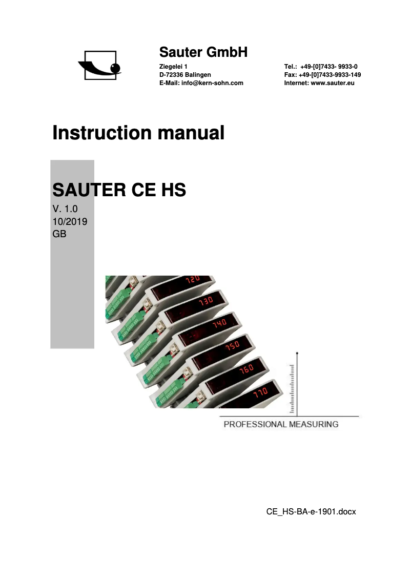 Page n°1 - Manuel utilisateur Kern CE HSE
