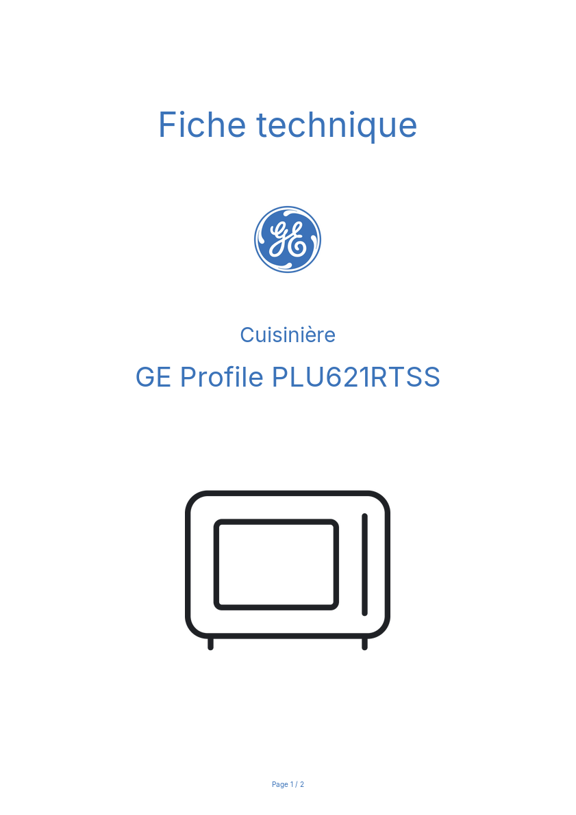 Page n°1 - Fiche technique GE Profile PLU621RTSS