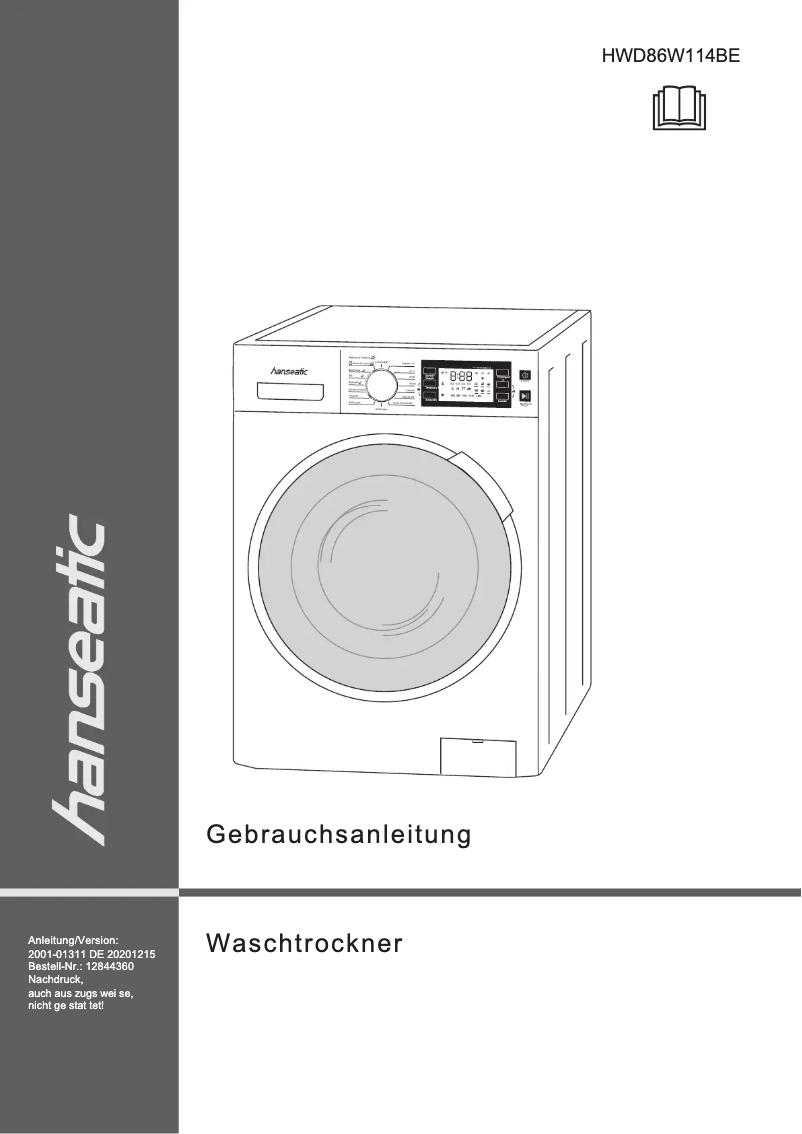 Image de la première page du manuel de l'appareil HWD86W114BE