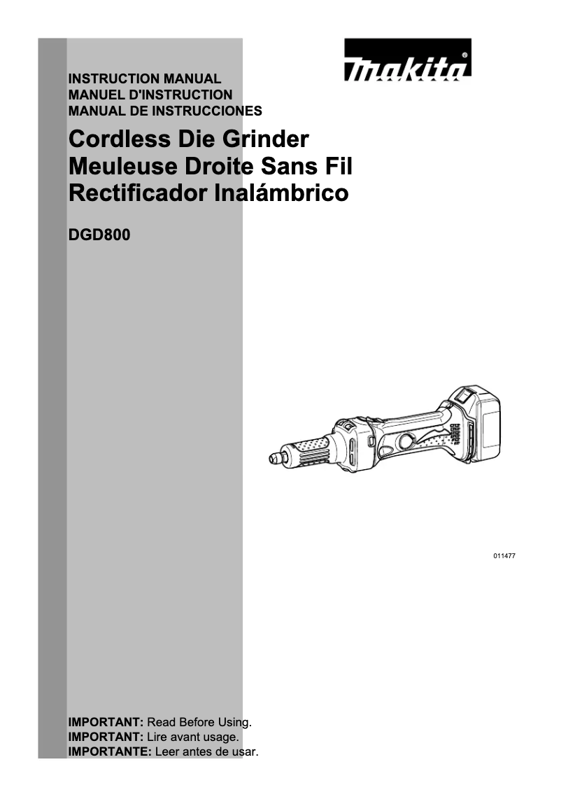 Image de la première page du manuel de l'appareil DGD800Z