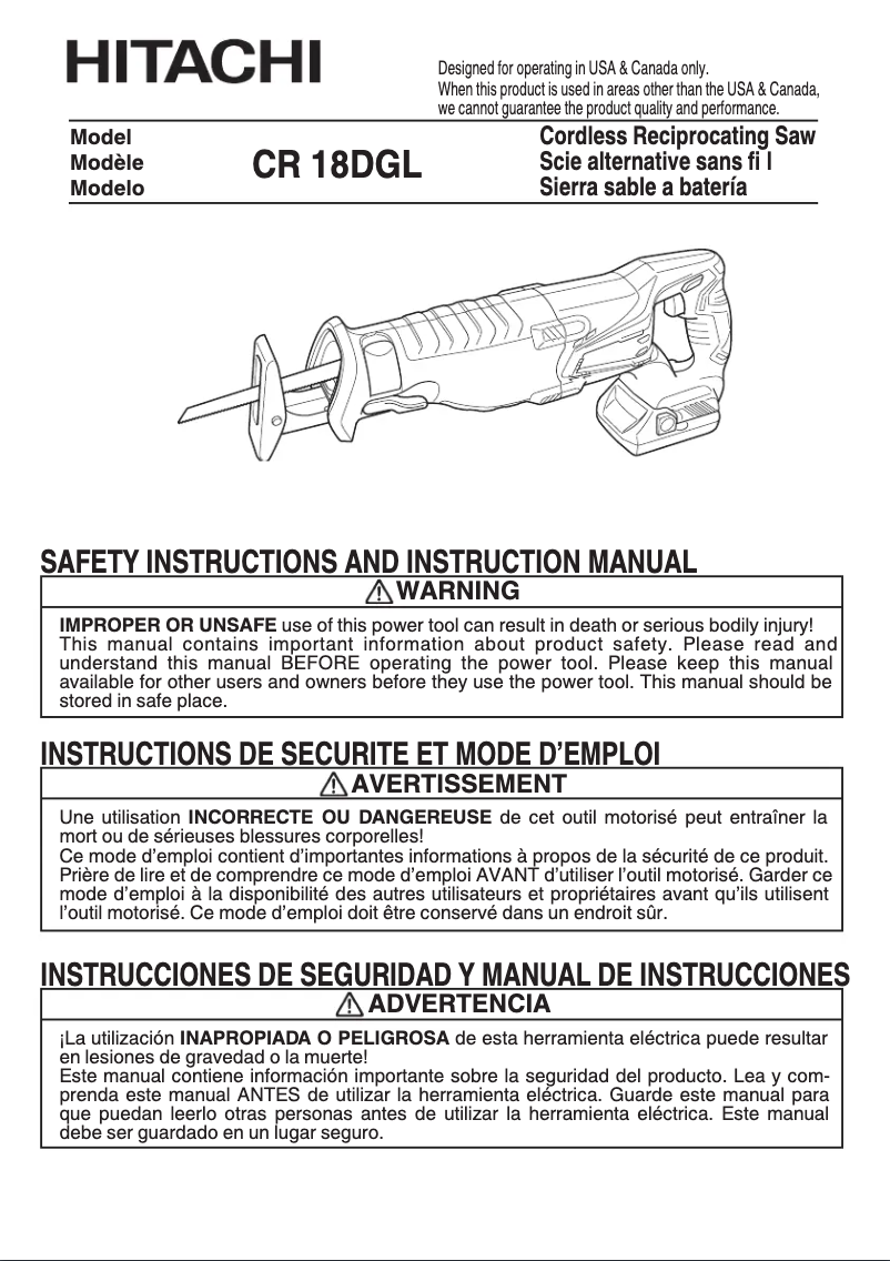 Image de la première page du manuel de l'appareil CR 18DGL