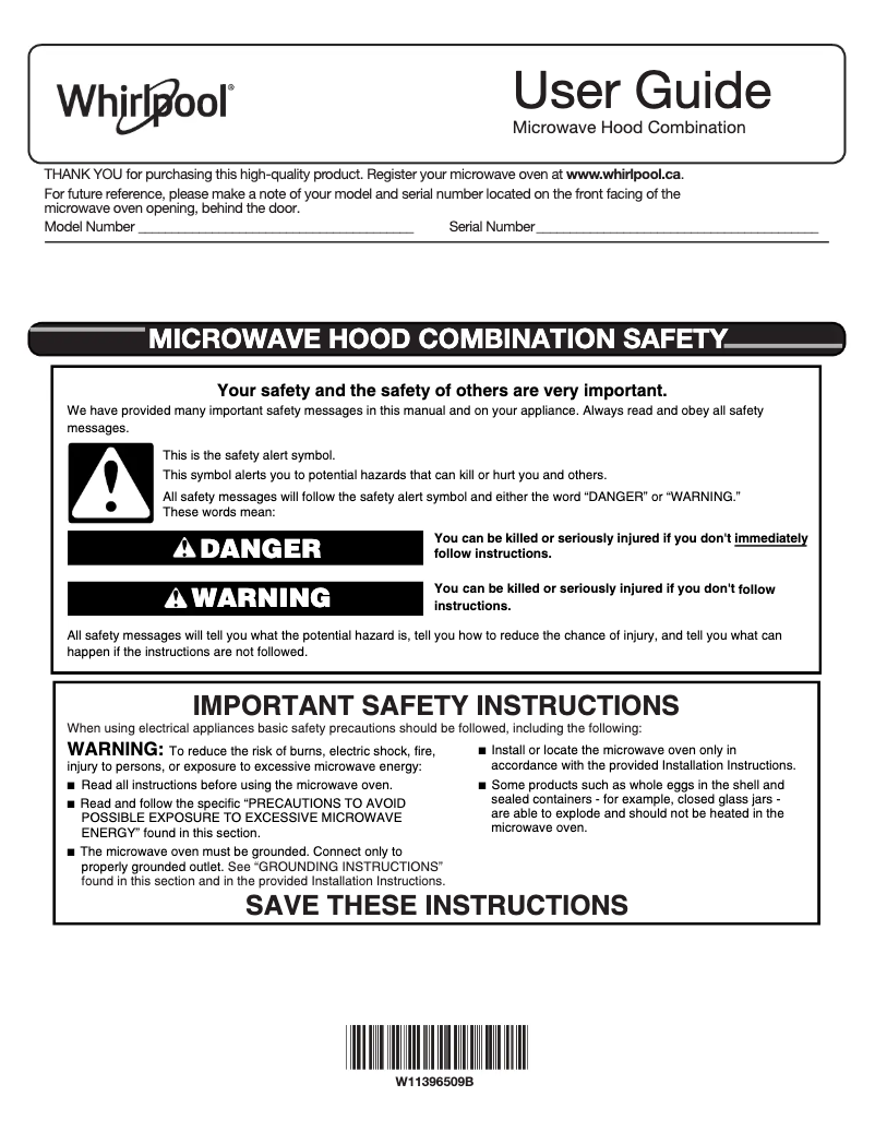 Page 1 de la notice Manuel utilisateur Whirlpool WML55011HB