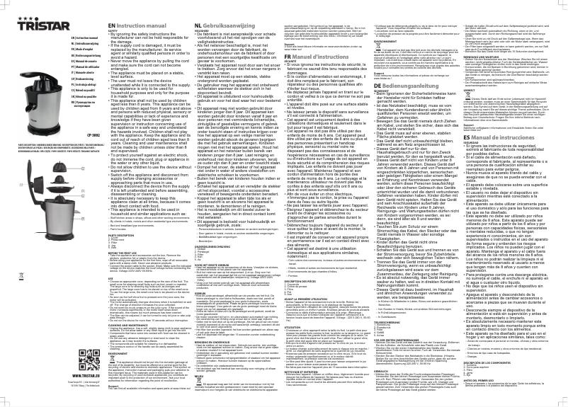 Page 1 de la notice Manuel utilisateur TriStar CP-3002