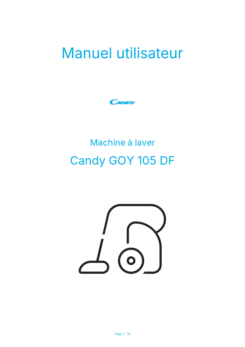 Page n°1 - Manuel utilisateur Candy GOY 105 DF