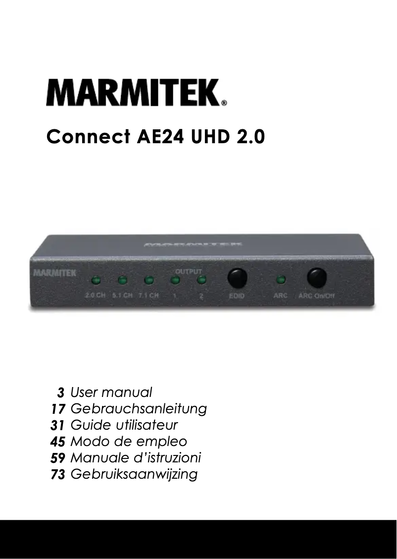 Page 1 de la notice Manuel utilisateur Marmitek Connect AE24 UHD 2.0