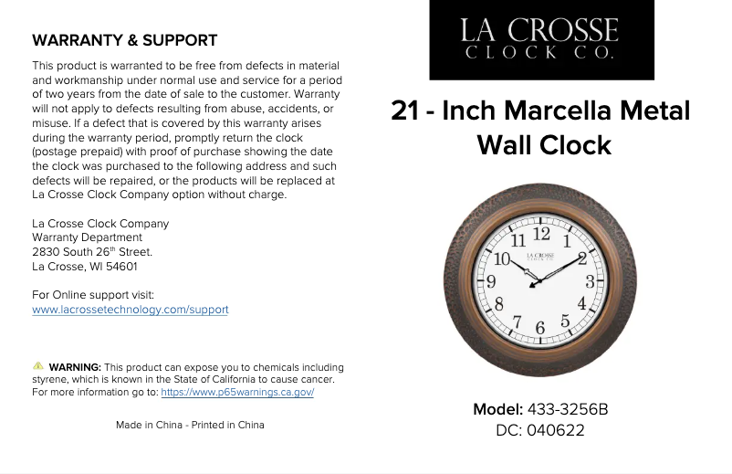 Page n°1 - Manuel utilisateur La Crosse Technology 433-3256B