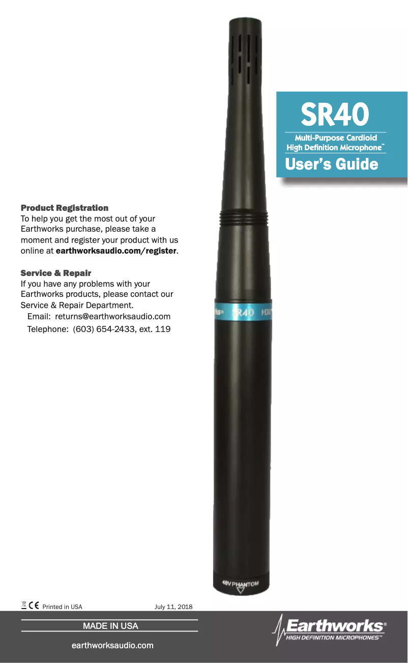 Image de la première page du manuel de l'appareil SR40/HCMP