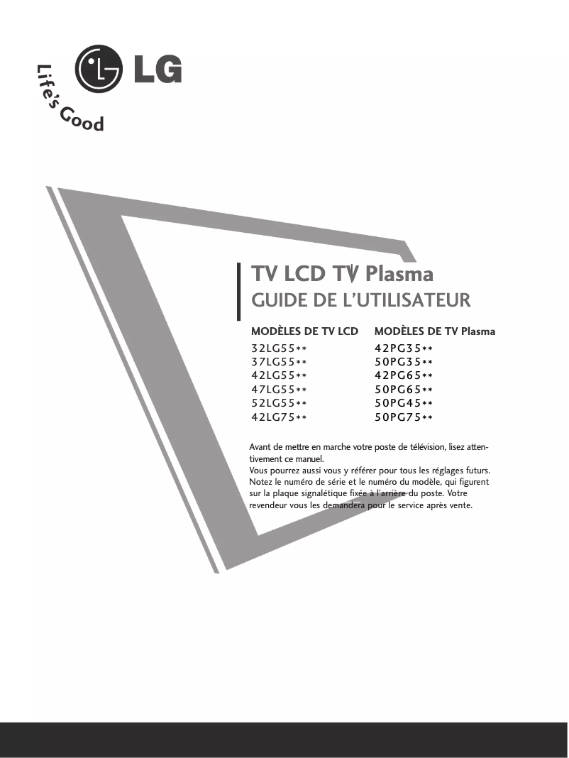 Page n°1 - Manuel utilisateur LG 42PG6500
