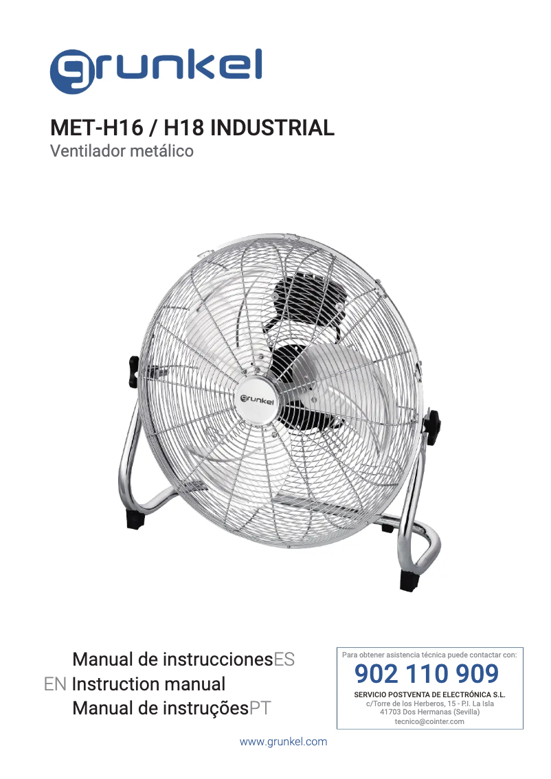 Page n°1 - Manuel utilisateur Grunkel MET-H18 Industrial