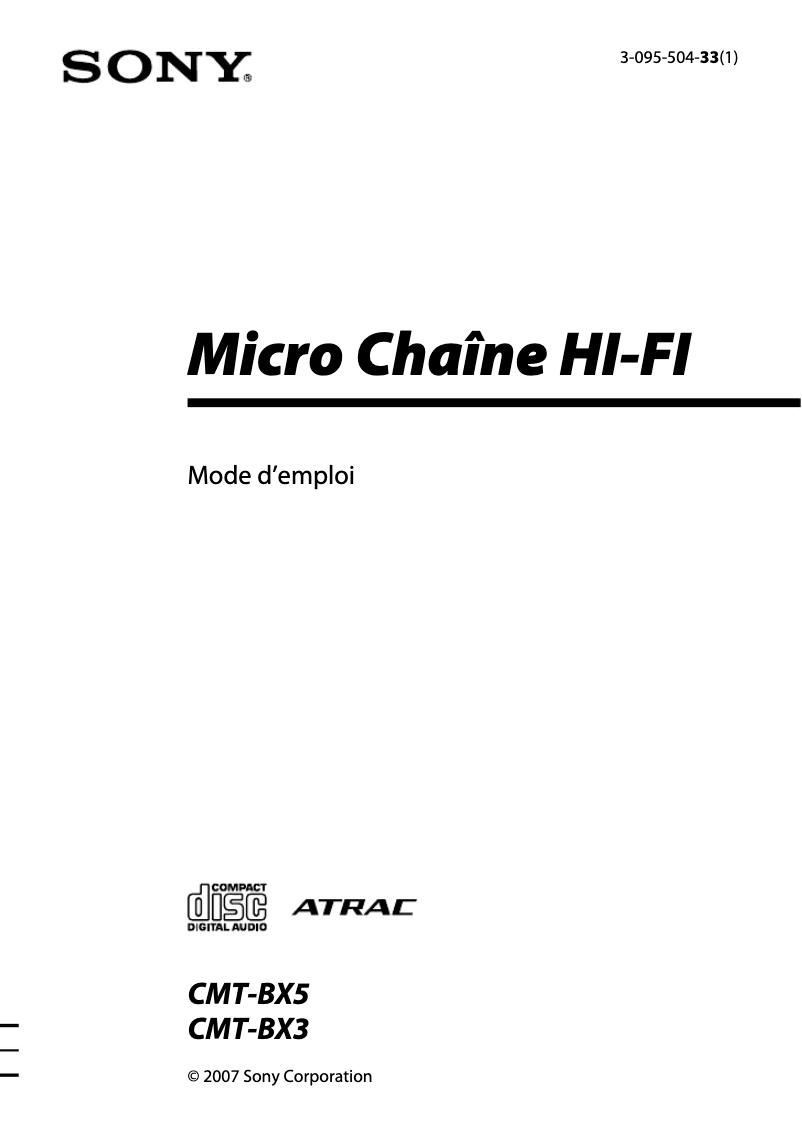Image de la première page du manuel de l'appareil CMT-BX3