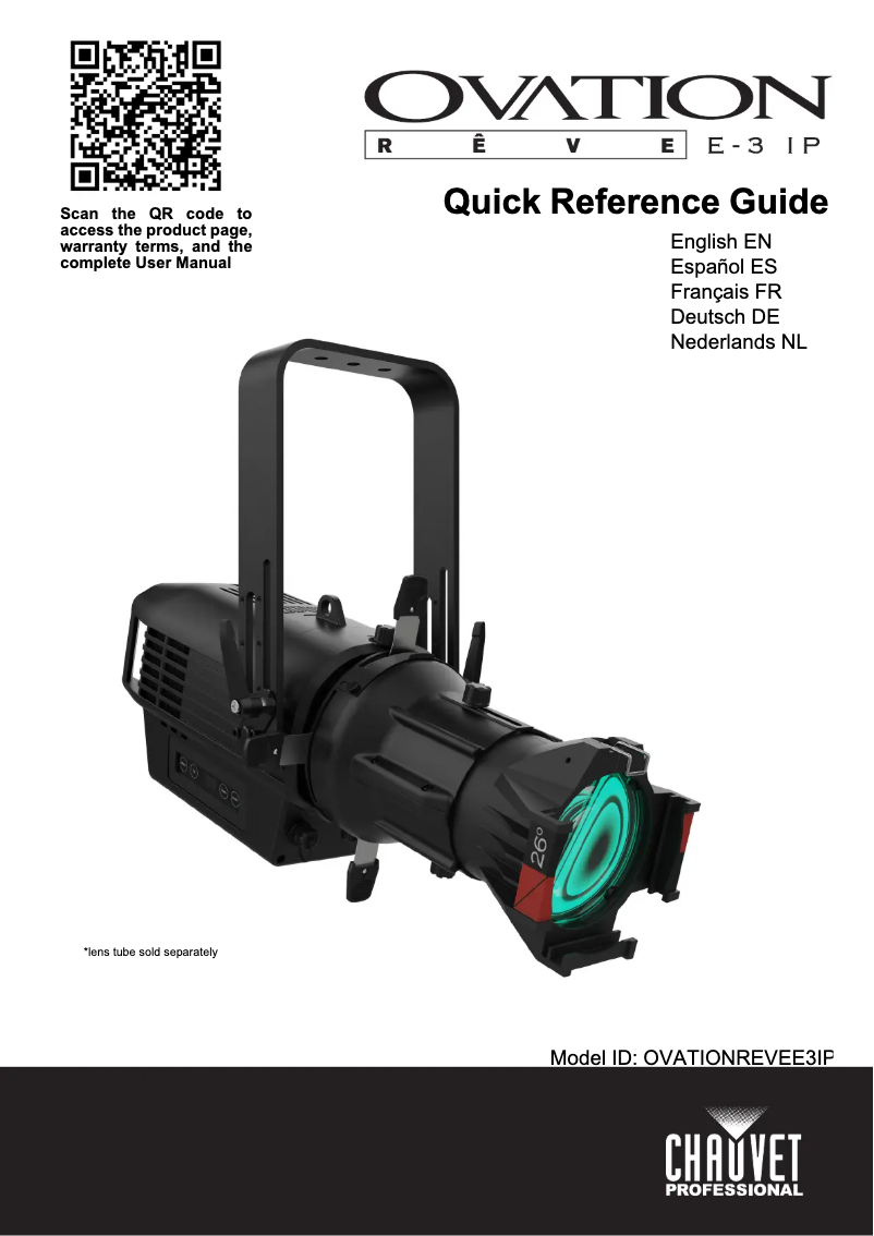 Page 1 de la notice Manuel utilisateur Chauvet Ovation Rêve E-3 IP