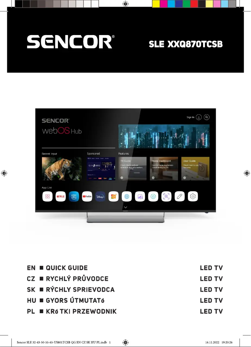 Imagen de la primera página del manual del dispositivo SLE 50Q870TCSB