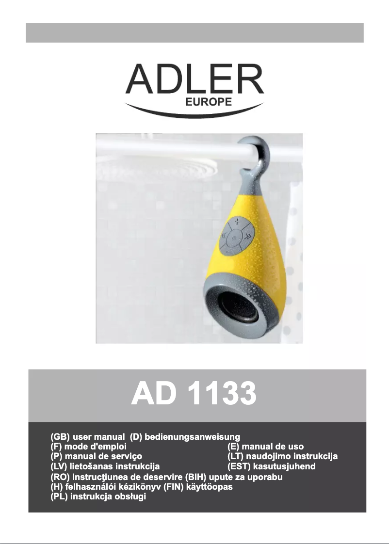 Page 1 de la notice Manuel utilisateur Adler AD 1133