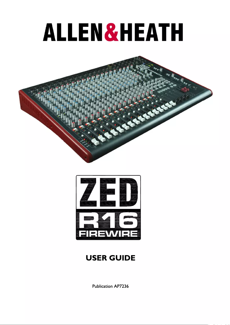 Page n°1 - Manuel utilisateur Allen & Heath Zed R16