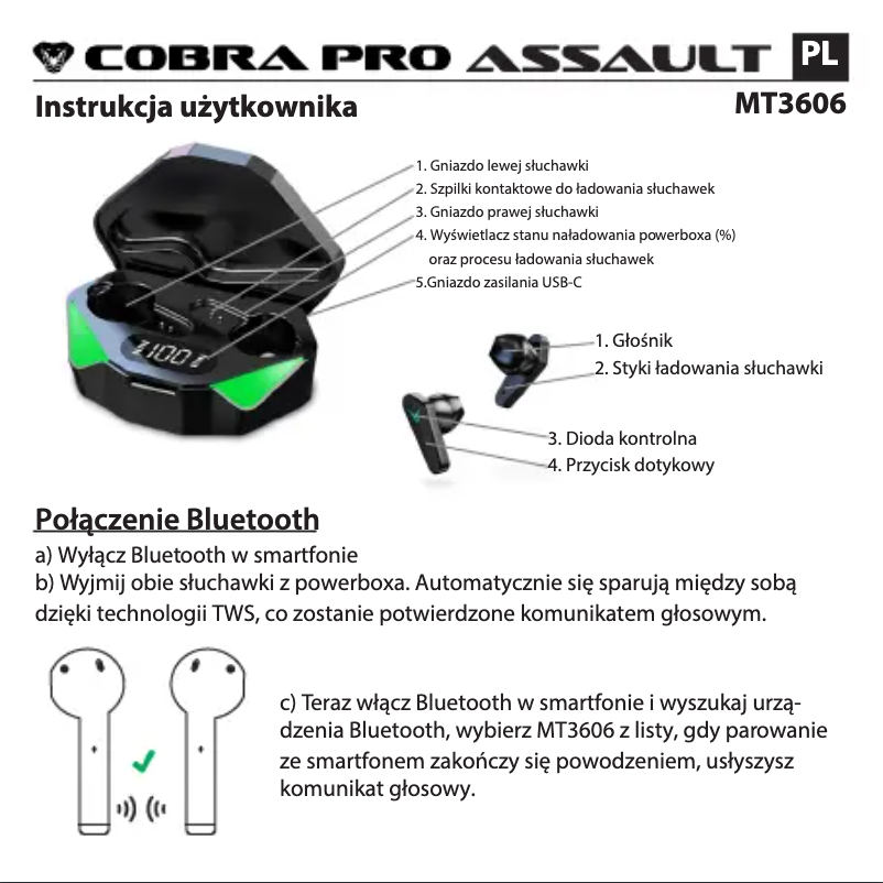 Image de la première page du manuel de l'appareil ASSAULT TWS MT3606