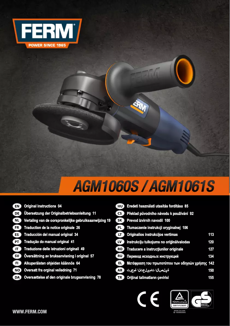 Page 1 de la notice Manuel utilisateur Ferm AGM1060S