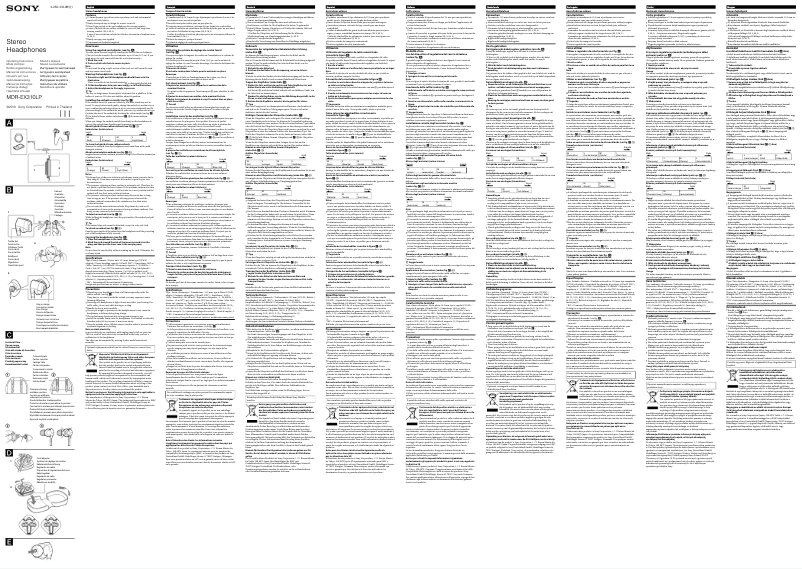 Image de la première page du manuel de l'appareil MDR-EX310LP