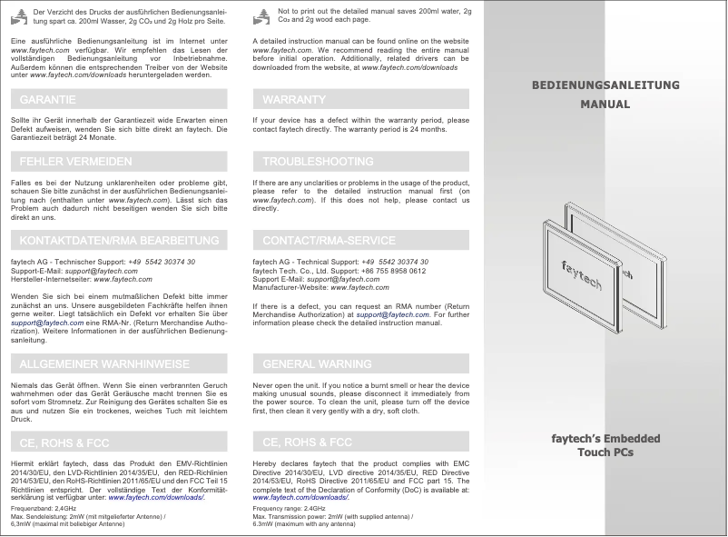 Page n°1 - Manuel utilisateur Faytech FT19V40CAPOB