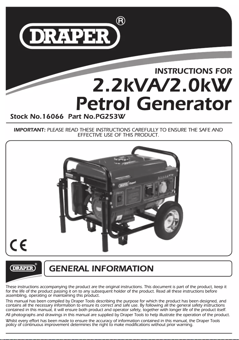 Image de la première page du manuel de l'appareil PG253W