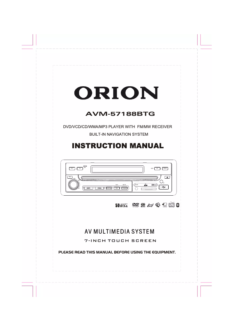 Page 1 de la notice Manuel utilisateur Orion AVM-57188BTG