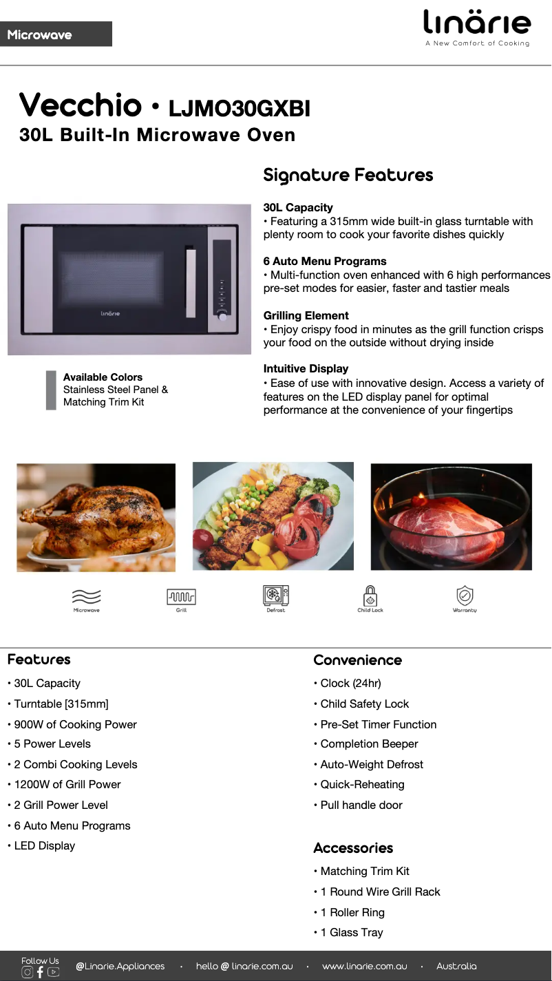 Page 1 de la notice Fiche technique Linarie Vecchio LJMO30GXBI