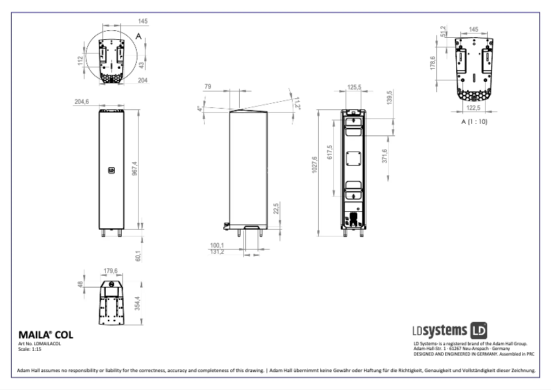 Page 1 de la notice Fiche technique LD Systems MAILA COL