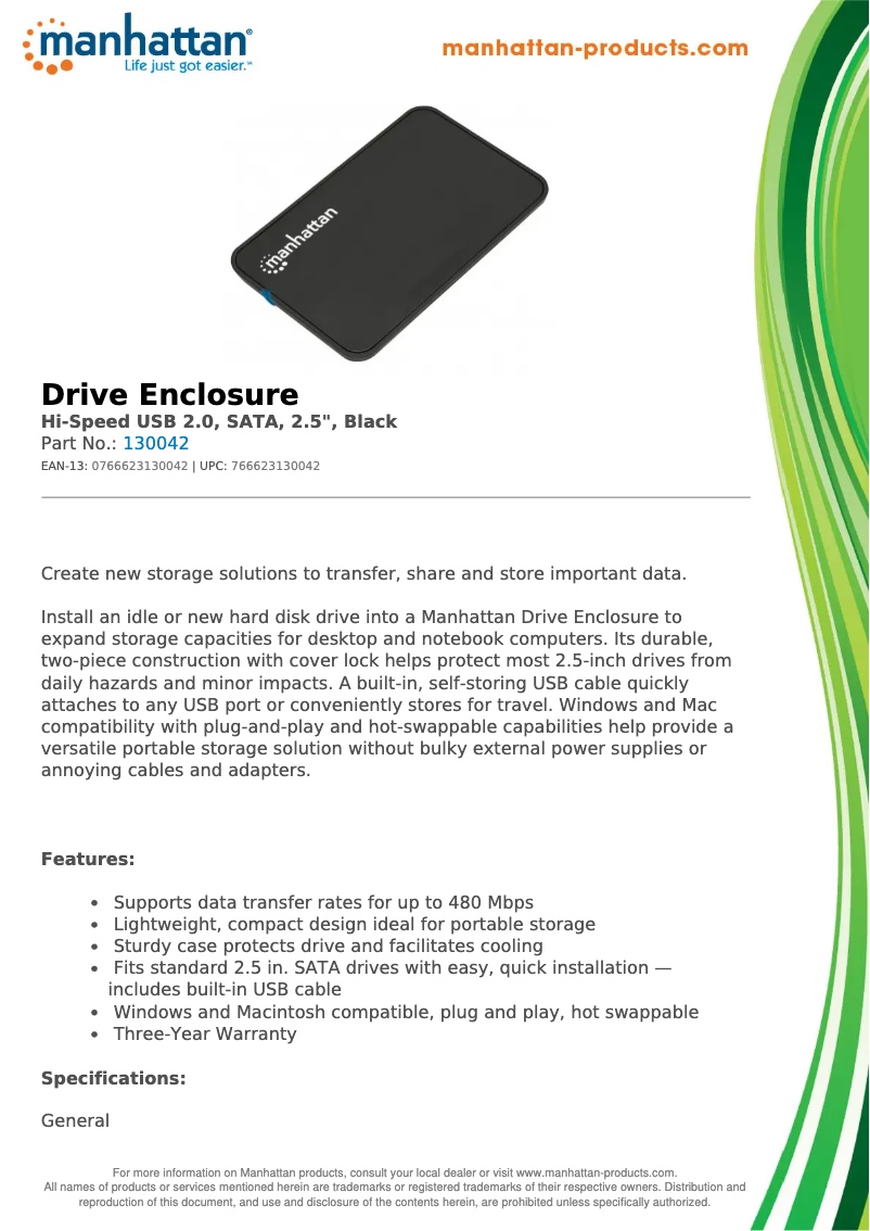 Page n°1 - Fiche technique Manhattan 130042