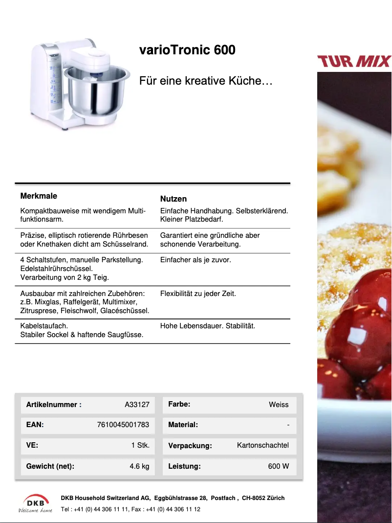 Image de la première page du manuel de l'appareil VarioTronic 600 A33127