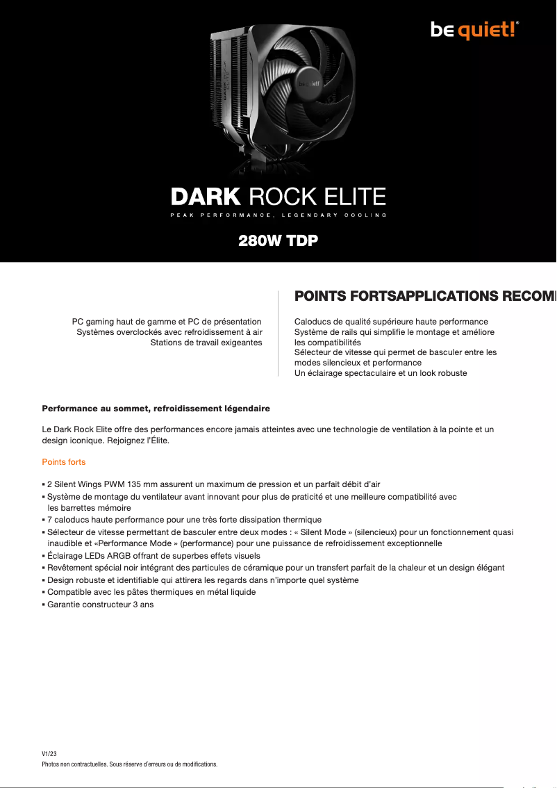 Image de la première page du manuel de l'appareil Dark Rock Elite