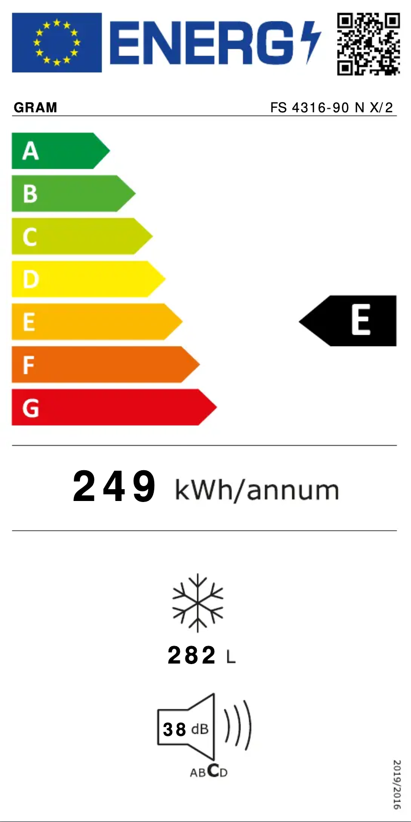 Page n°1 - Label énergétique Gram FS 4316-90 N X/2