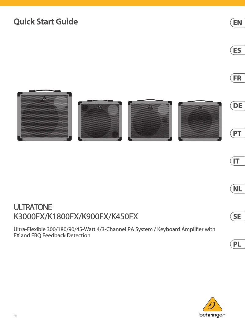 Page 1 de la notice Guide de démarrage rapide Behringer Ultratone K450FX