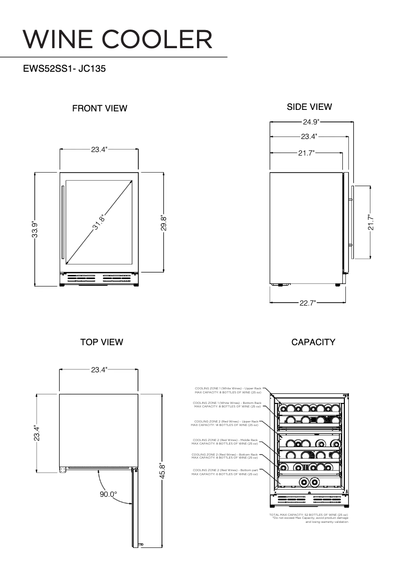 Page n°1 - Dessin technique Elica EWS52SS1