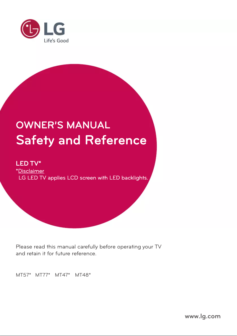 Page n°1 - Manuel utilisateur LG 28" Personal TV MT47D