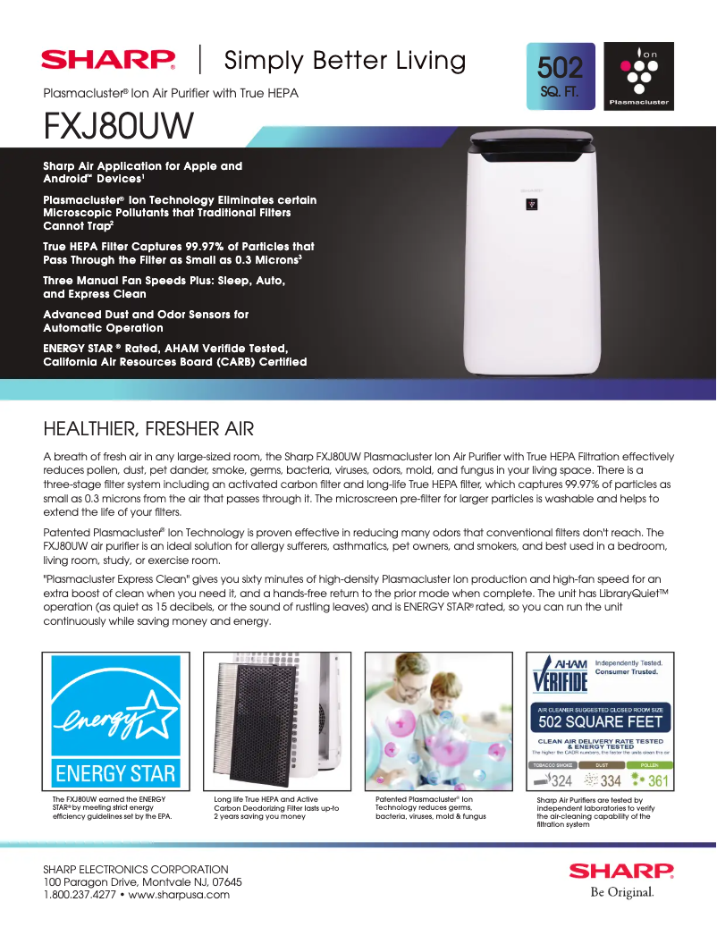 Page 1 de la notice Fiche technique Sharp FX-J80U