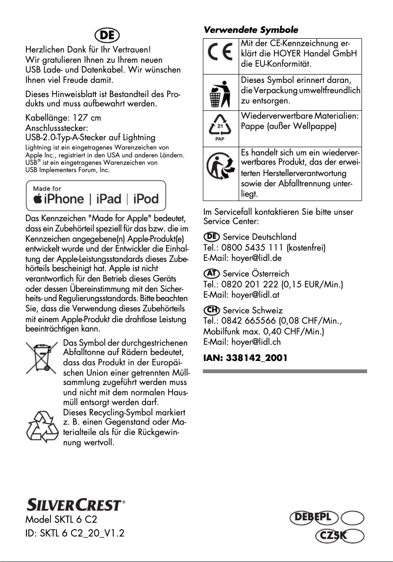 Image de la première page du manuel de l'appareil SKTL 6 C2