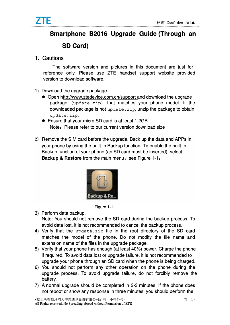 Page 1 de la notice Manuel utilisateur ZTE Axon mini