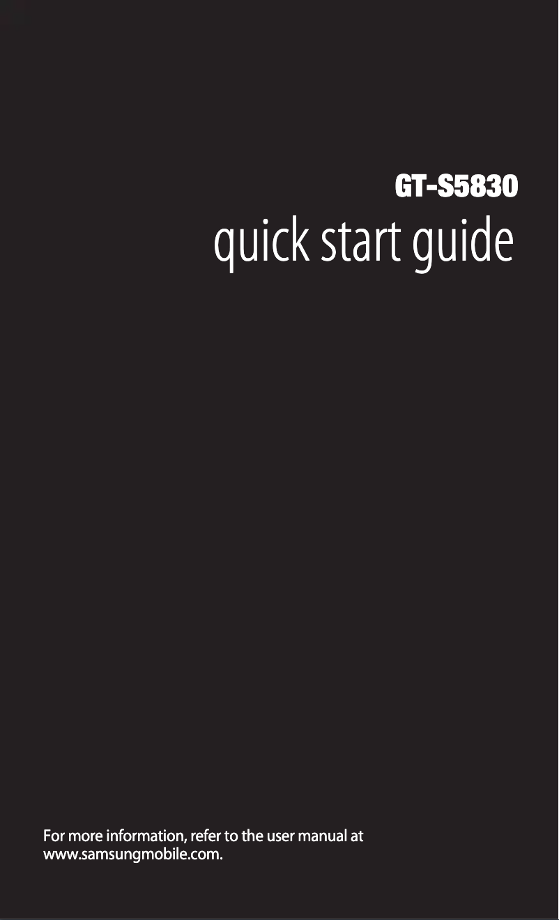 Page 1 de la notice Guide de démarrage rapide Samsung GT-S5830