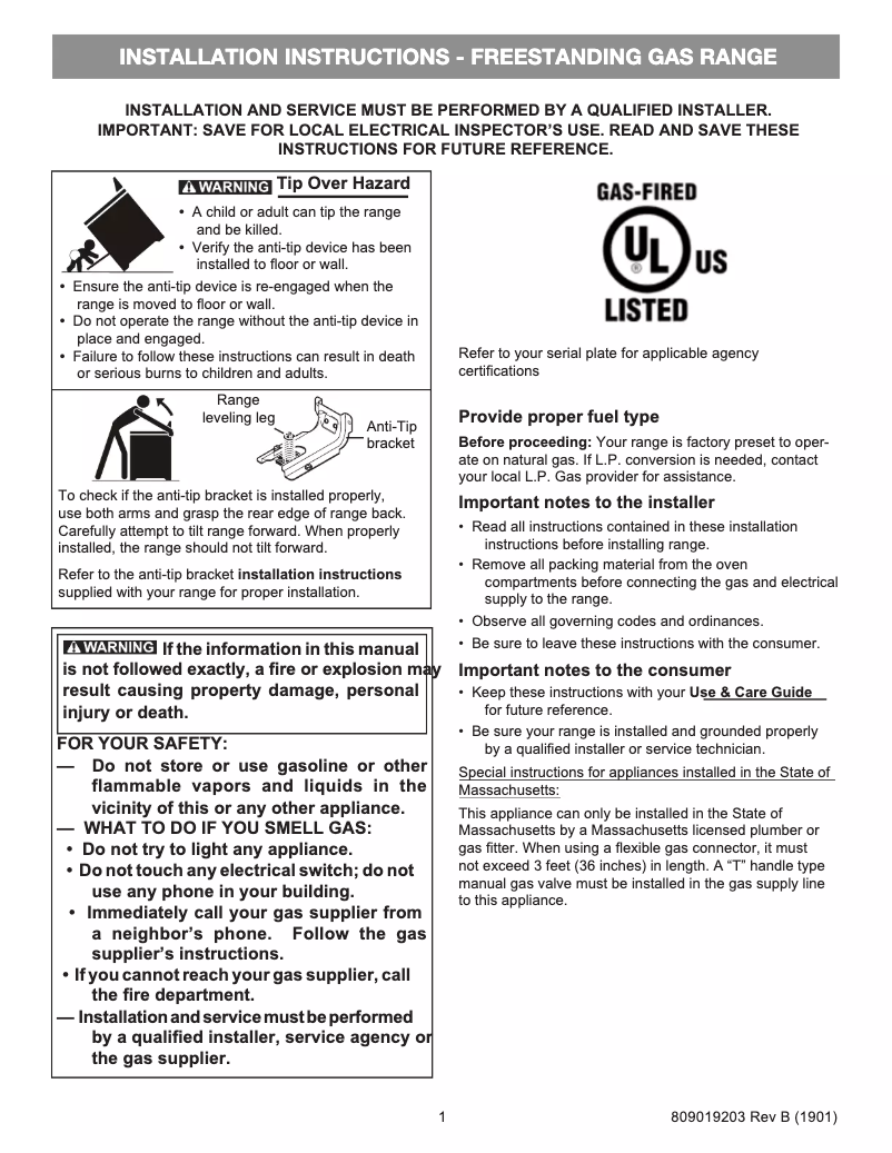 Image de la première page du manuel de l'appareil FFGH2422US