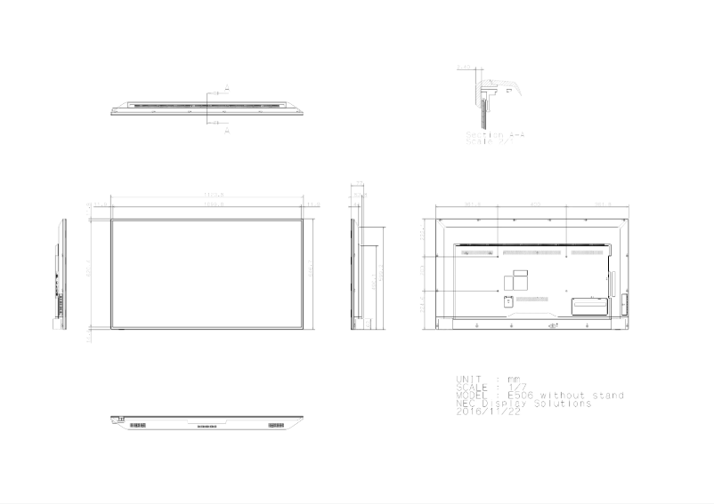 Page 1 de la notice Dessin technique NEC MultiSync E506