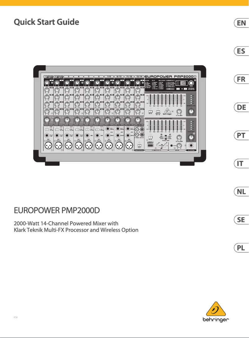 Page n°1 - Guide de démarrage rapide Behringer Europower PMP2000D