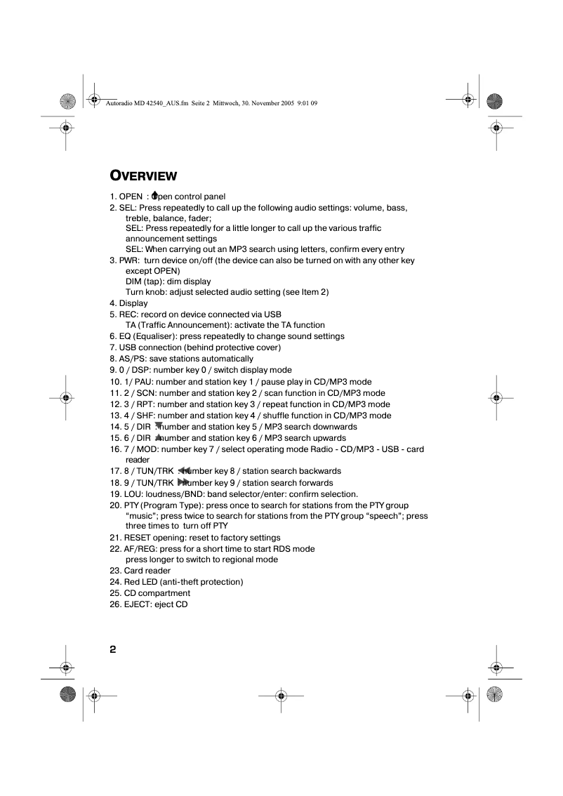 Image de la première page du manuel de l'appareil MD 42540