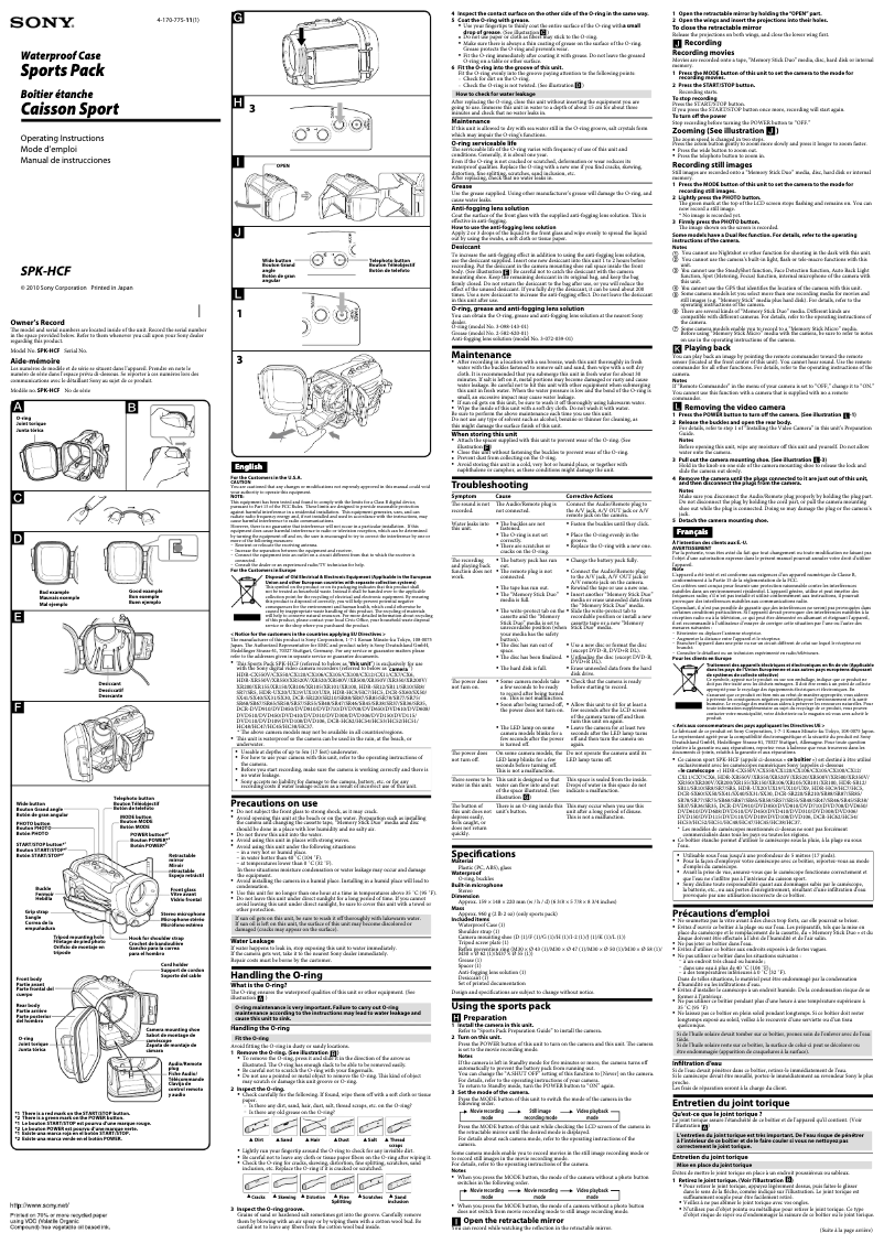 Image de la première page du manuel de l'appareil SPK-HCF