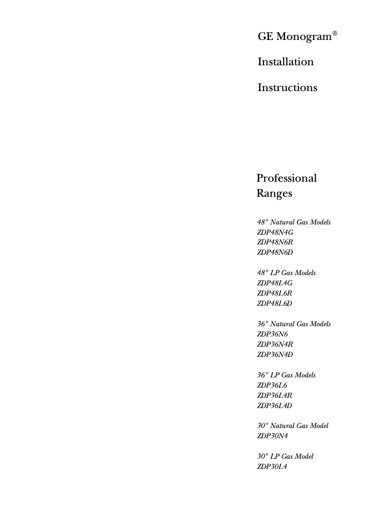 Image de la première page du manuel de l'appareil ZDP30L4YSS