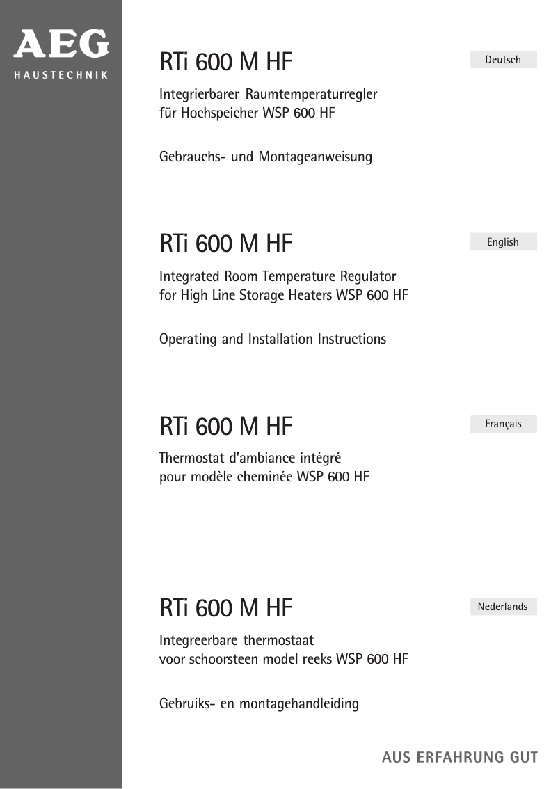 Page 1 de la notice Manuel utilisateur AEG RTI 600 M HF