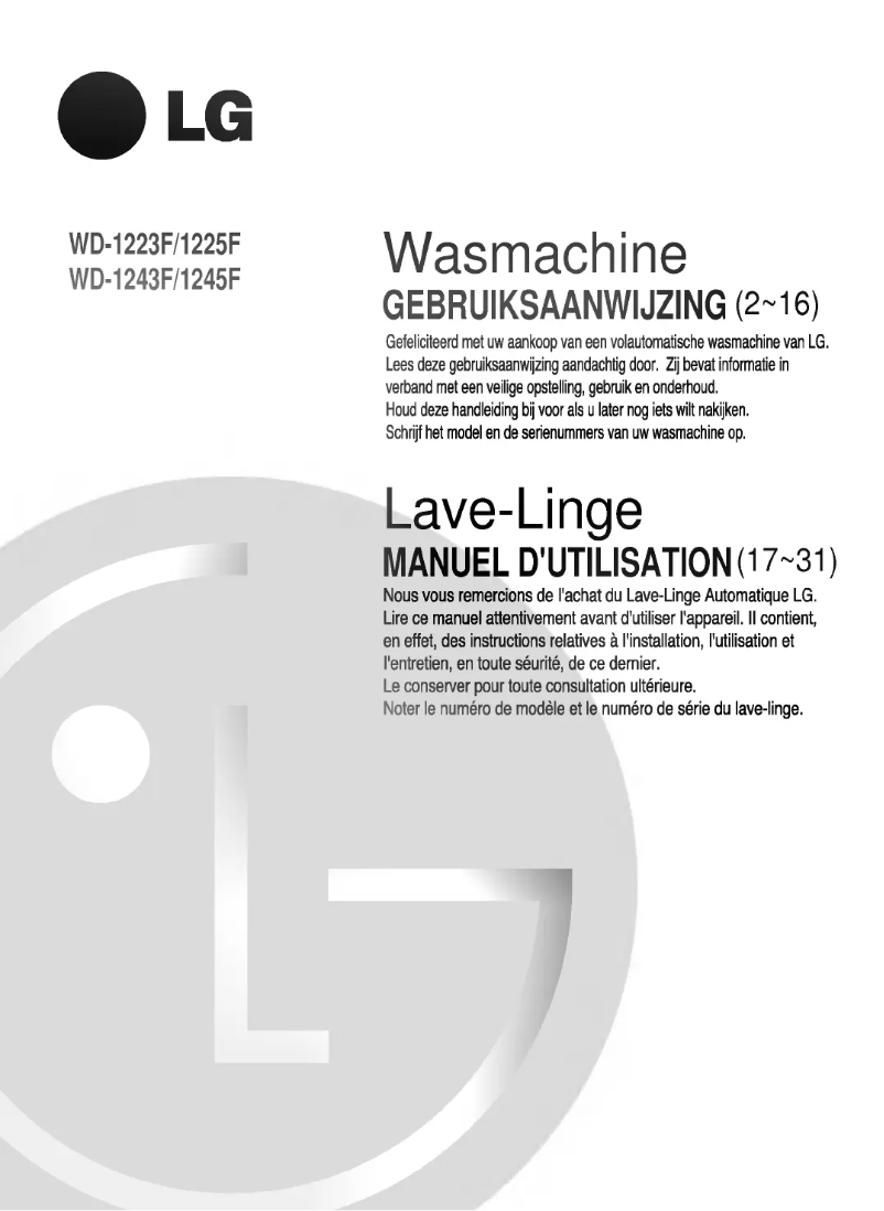 Page 1 de la notice Manuel utilisateur LG WD-1223F
