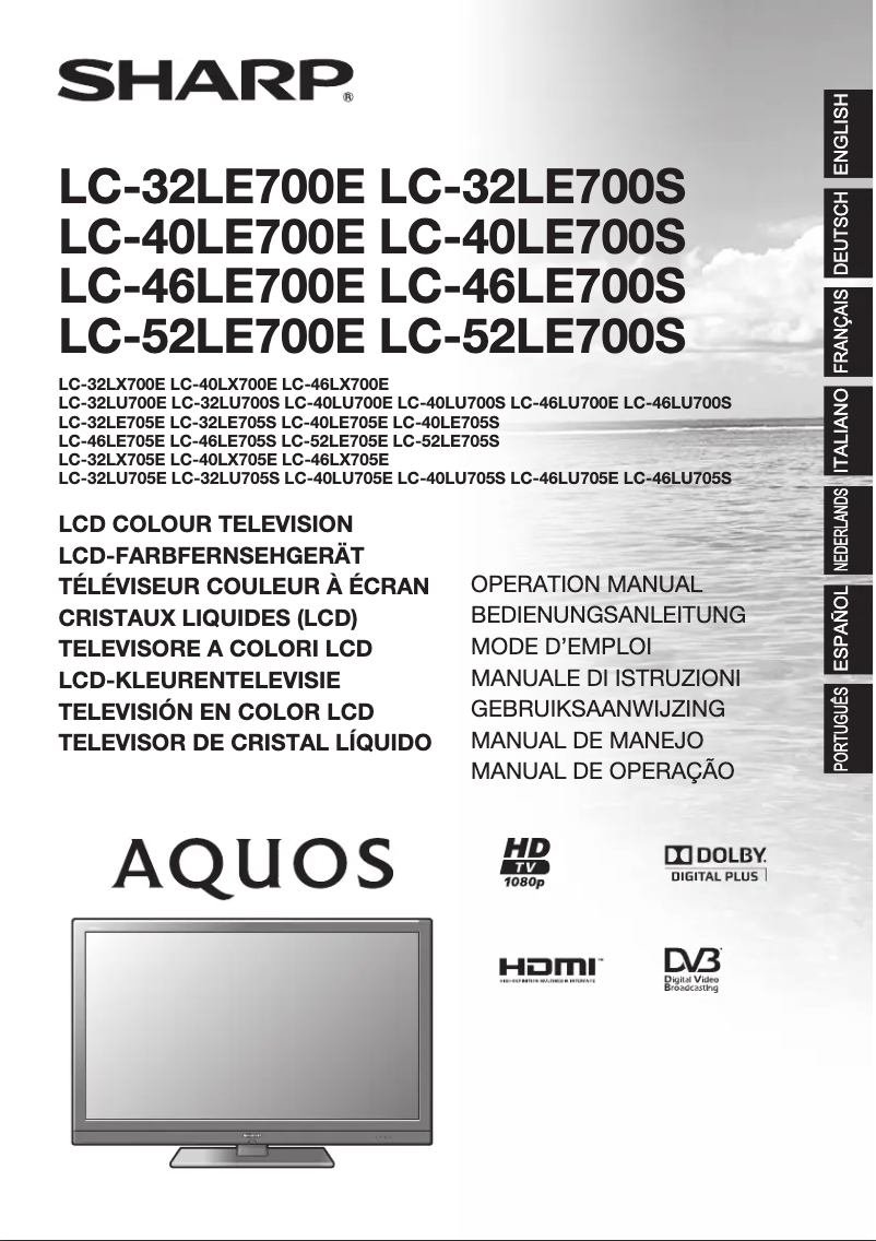 Page 1 de la notice Manuel utilisateur Sharp LC-32LE700E