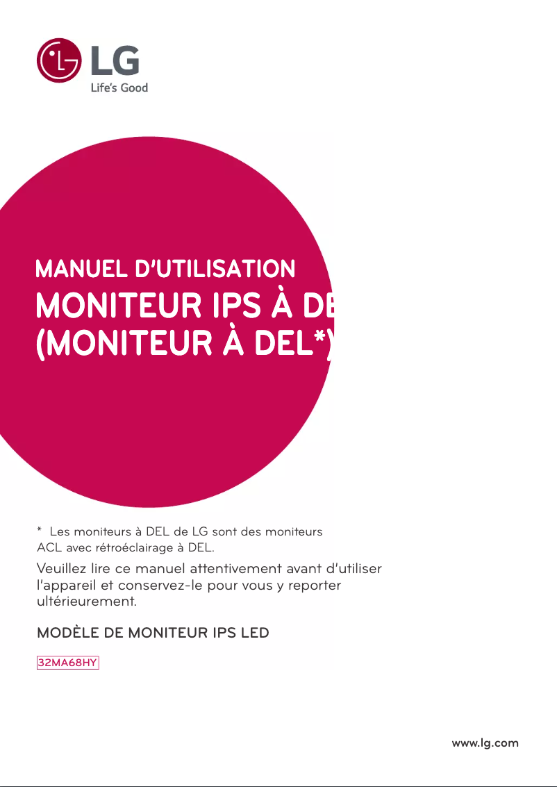 Page n°1 - Manuel utilisateur LG 32MA68HY-P