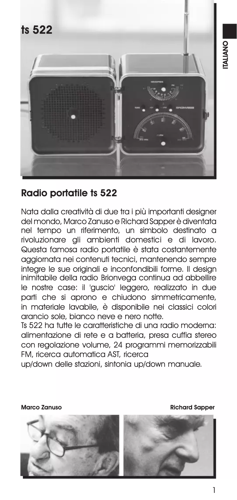 Image de la première page du manuel de l'appareil Radio Cubo TS522AS