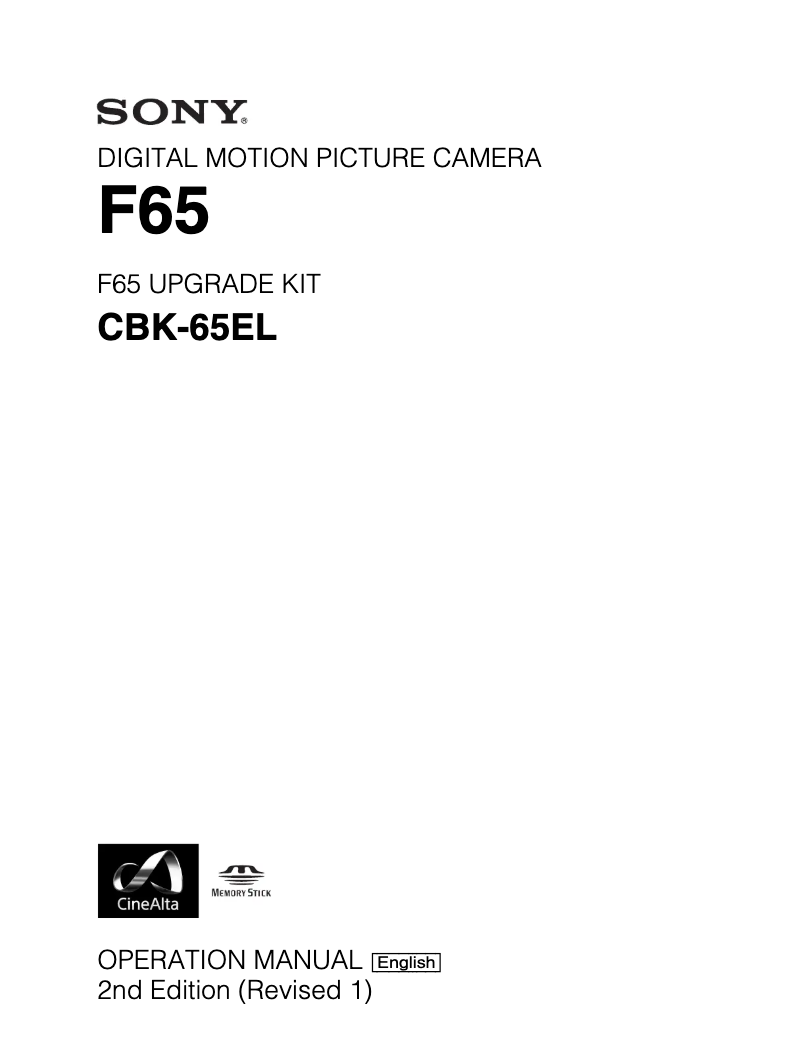 Page 1 de la notice Manuel utilisateur Sony F65RS